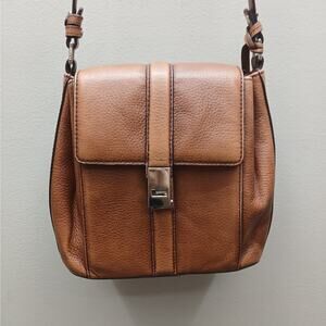 Brahmin Genuine Pebbled Leather Flap Shoulder Crossbody Bag Retro Twist Lock